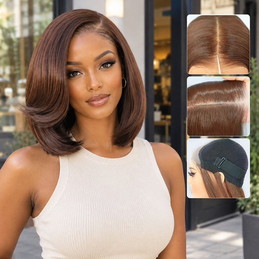 U&A Layered Straight 9x7 Lace Front Wig Premium Human Hair-Like Fiber Glueless