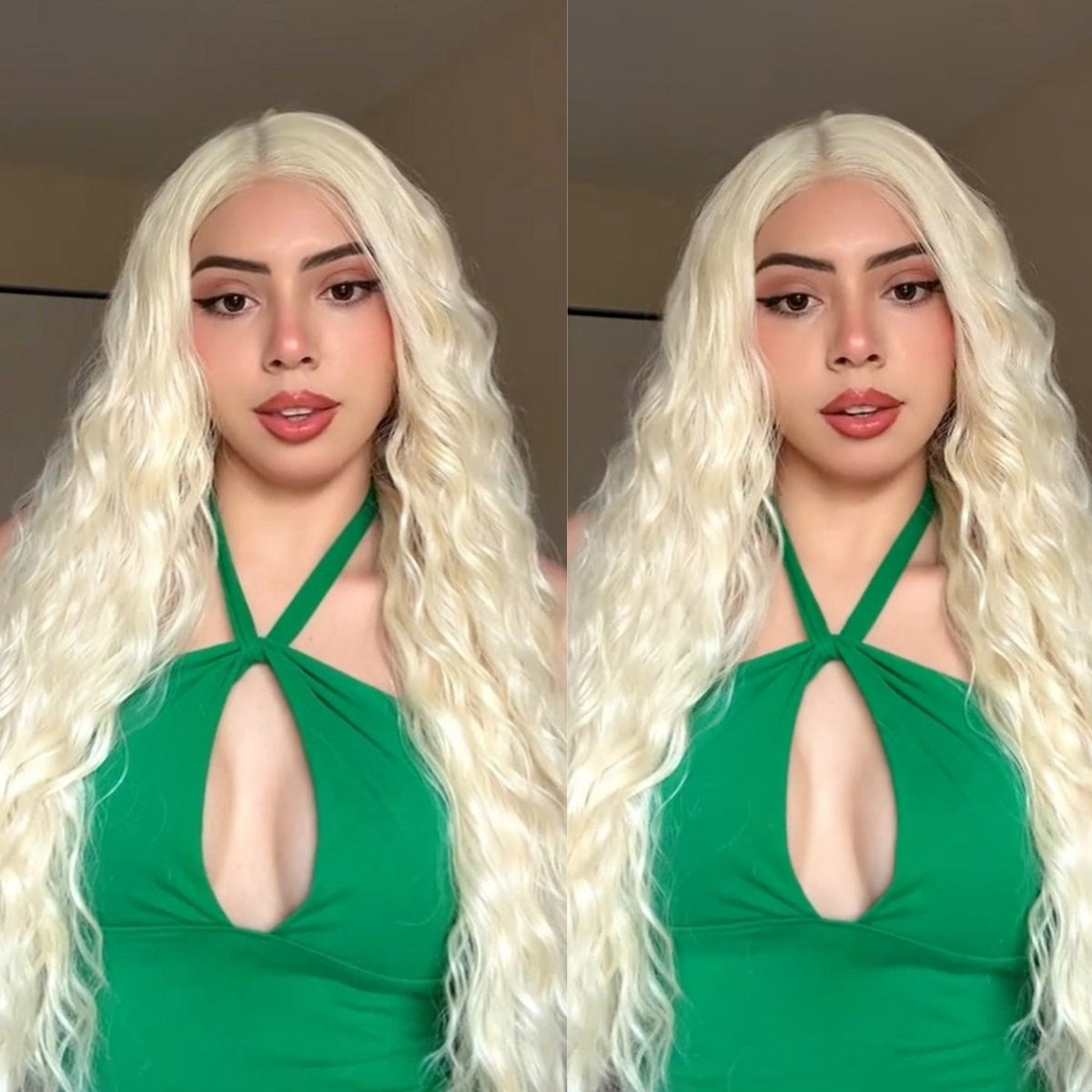 9x7 Glueless Synthetic Lace Front Water Wave Wig Wear And Go  Pre Plucked Pre Cut