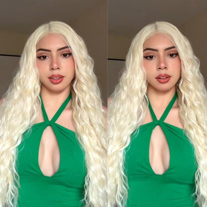 9x7 Glueless Synthetic Lace Front Water Wave Wig Wear And Go  Pre Plucked Pre Cut