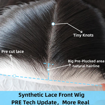 Glueless Synthetic Water Wave 9X7 Lace Front Wig Wear And Go Premium Human-Hair-Like Fiber