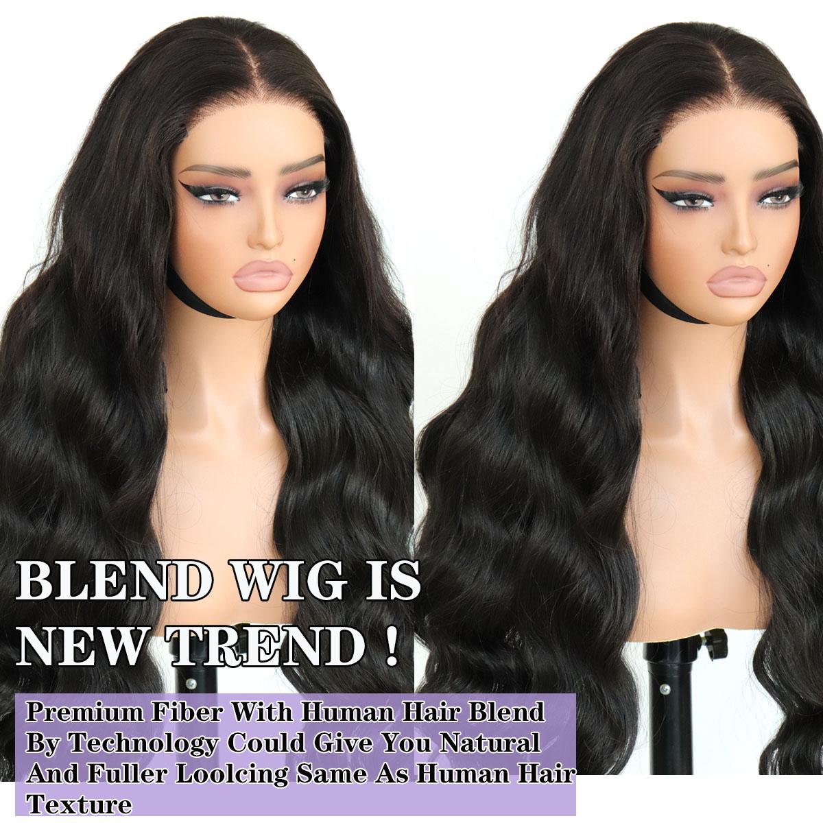 Glueless Body Wave Wig Wear and Go 6x4 Lace Front Wig Natural Hairline Premium Human-Hair-Like Fiber