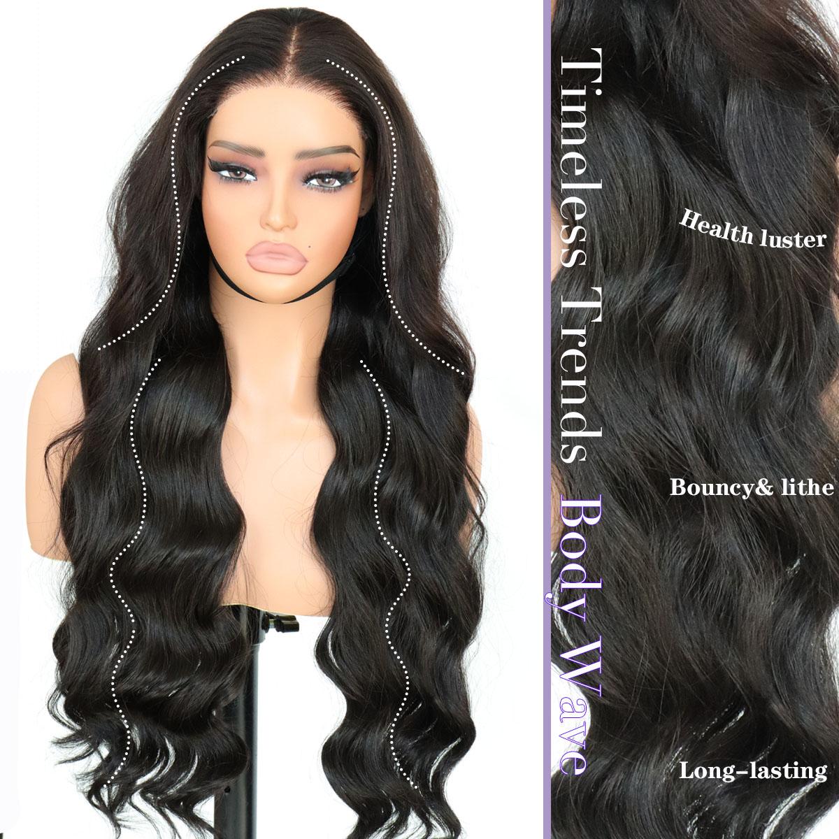 Glueless Body Wave Wig Wear and Go 6x4 Lace Front Wig Natural Hairline Premium Human-Hair-Like Fiber