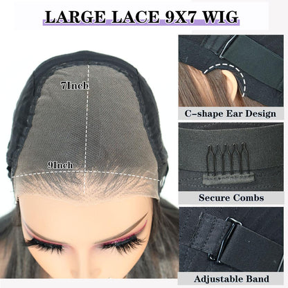 9x7 Glueless Synthetic Orange Bob Wig  Wear and Go Bone Straight Wigs Double Drawn