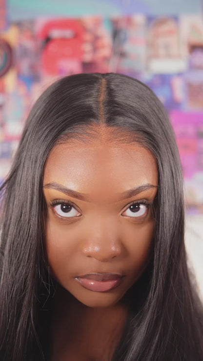 Glueless Synthetic Wear and Go 9x7 Lace Front Straight Wig - Straight Premium Human-Hair-Like Fiber