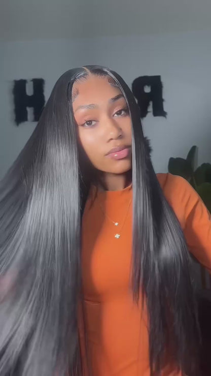 Glueless Synthetic Wear and Go 9x7 Lace Front Straight Wig - Straight Premium Human-Hair-Like Fiber