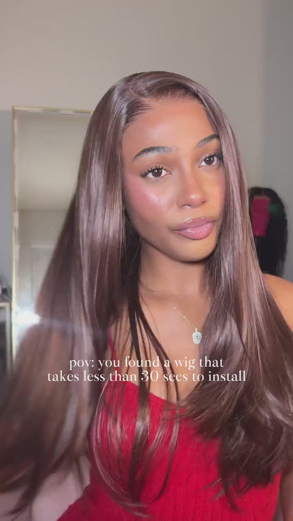 9x7 Glueless C-Part Layered Wig Wear and Go Lace Front Straight Wig Pre Plucked Pre Cut Tiny Knots